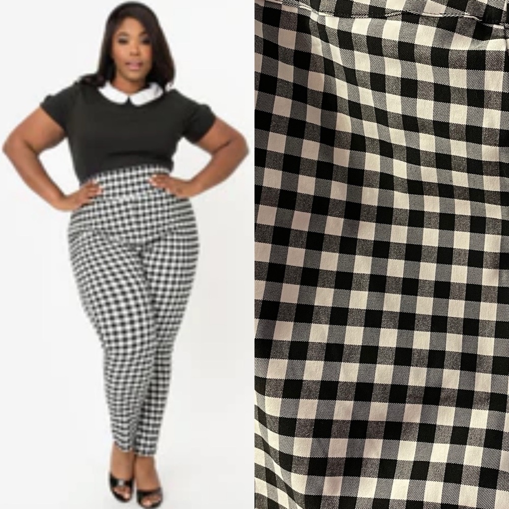 Unique Vintage Black & White Gingham
High Waist Rizzo Cigarette Pants